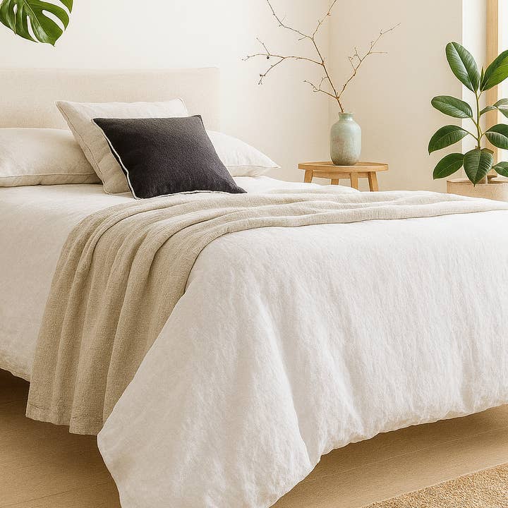 Q VITA - Wholesale Bedding Set - 80%TENCEL 20% Linen Duvet Cover Set - Oatmeal