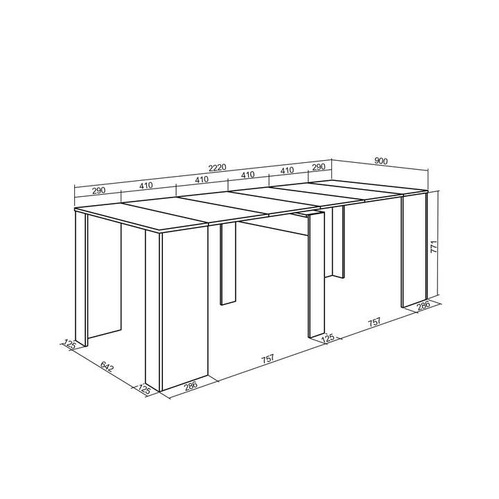 REMOVED BRAND - Vendita all'ingrosso Consolle - Tavolo consolle allungabile | Tavolo da pranzo pieghevole | 220 | Per 10 persone | Sala da pranzo e cucina | Stile moderno | Nero