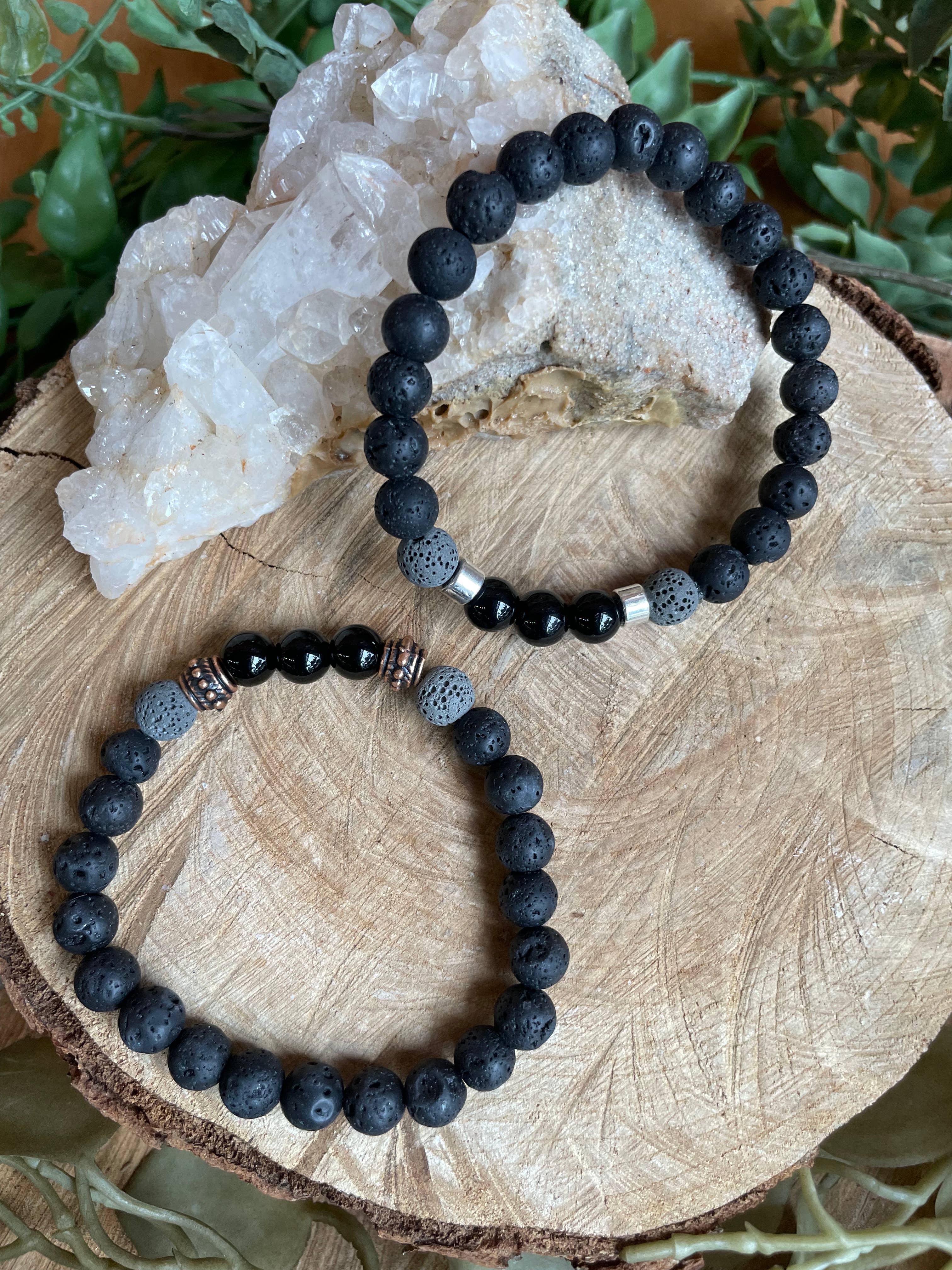 Tangled Up In Hue - Wholesale Aromatherapy Bracelet - Lava & Genuine Stone Diffuser Stretch Bracelets | Assorted4
