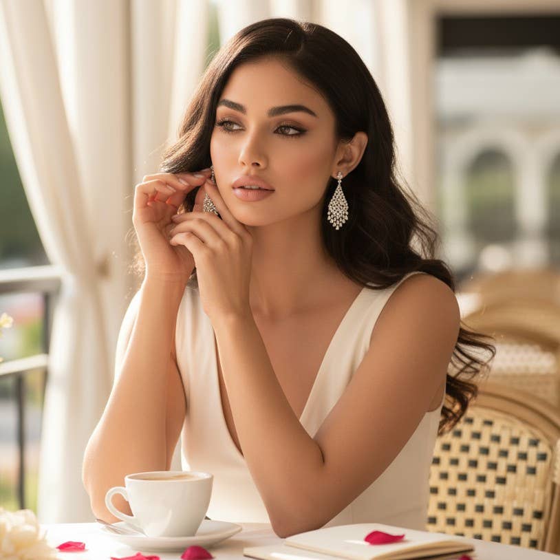 Athena Bridal Jewellery – wholesale Hängande örhängen – CZ KOLLEKTION - VINTAGE KASKAD ÖRHÄNGEN - CZER804 SILVER0