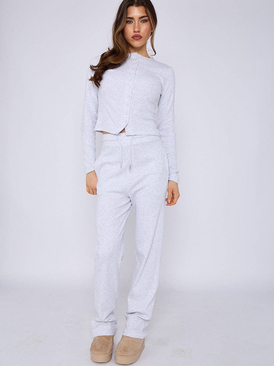 AX Labels - Wholesale Top & Pant Set (NOT Loungewear) - Women's - Ribbed Front Button Detail Top & Wide Leg Trouser Co-ord33