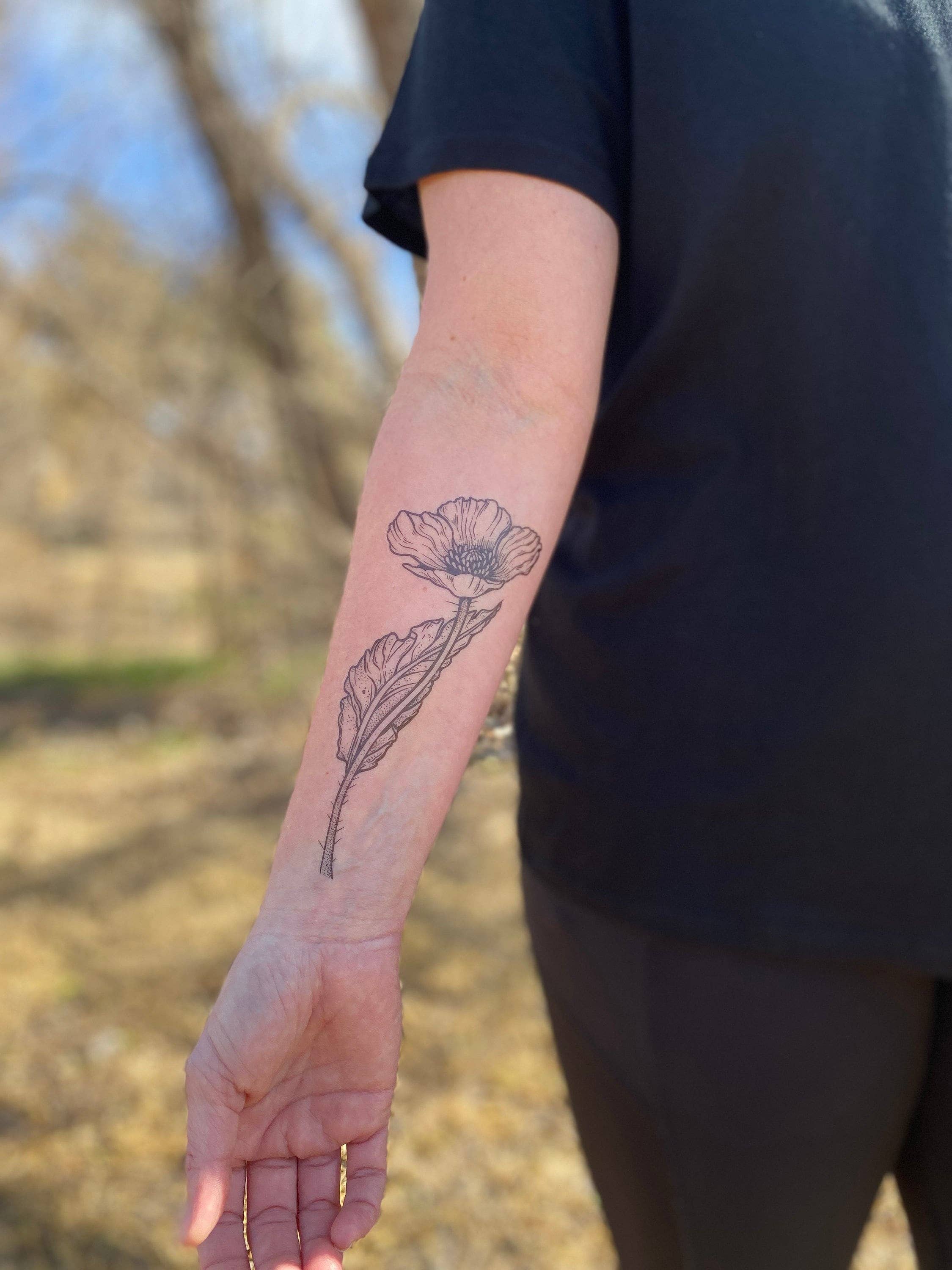 NatureTats - Venta al por mayor Tatuajes temporales - Tatuaje temporal de flor de amapola silvestre2