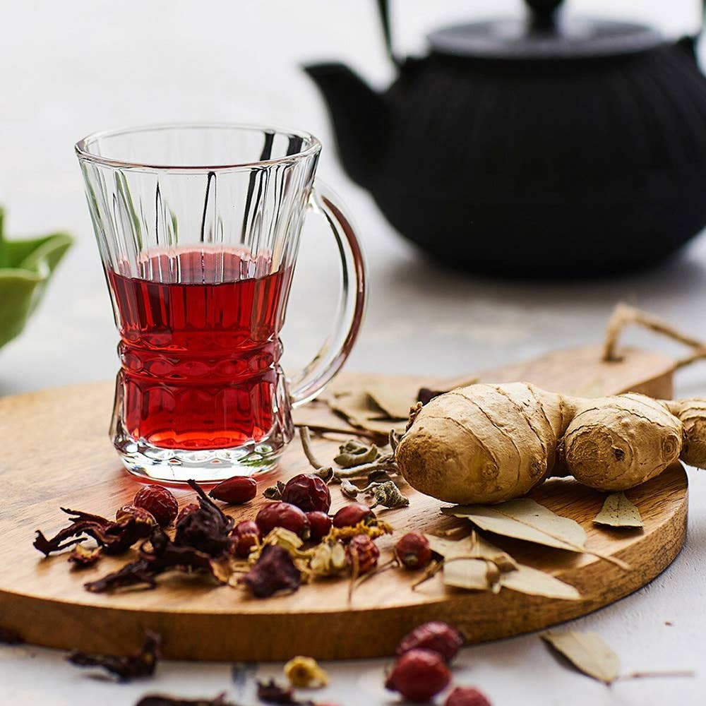 Hakan - Wholesale Tea Set - Venus Clear Glass Teacup Set of 6 with Handle, 5.25 Oz2