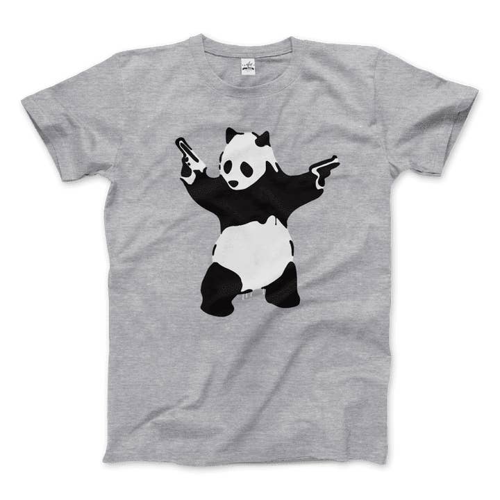 Art-O-Rama Shop - Wholesale Screen Printed T-Shirt - Women's - Banksy Pandamonium Armed Panda Artwork T-Shirt0
