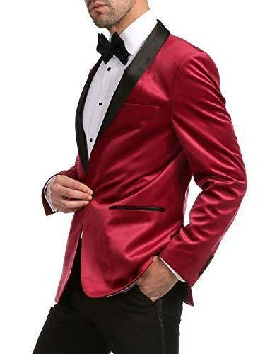 Ferrecci - Wholesale Blazer - Men's - Ferrecci - Enzo Men's Velvet Slim Fit Shawl Tuxedo Blazer5