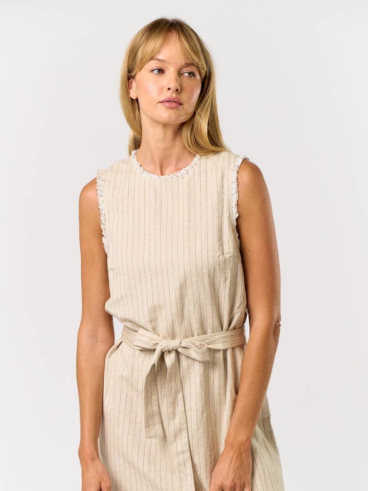 ILD5167 Frayed Hem Mini Dress With Tie Belt for wholesale by Lalavon