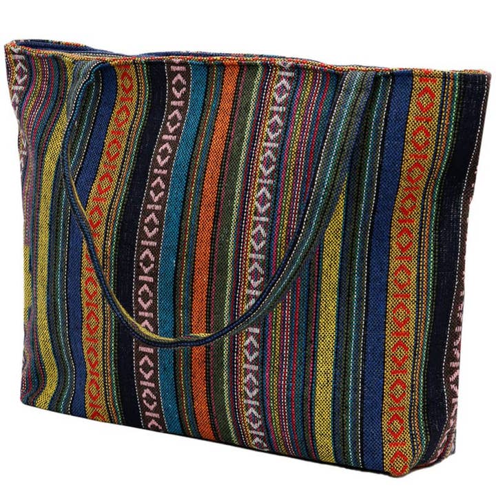 ASSORTED Navajo Baja Tribal Woven Canvas Tote Bag for wholesale on Faire15