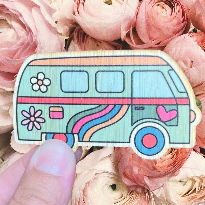 Bamboo Wood Stickers - Wholesale Sticker - Retro VW Van