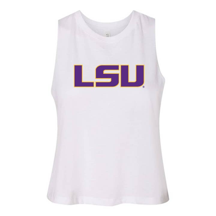 Endzone kvinders racerback afgrøde tank i hvid - NCAA licenseret for engroshandel hos Kickoff Couture