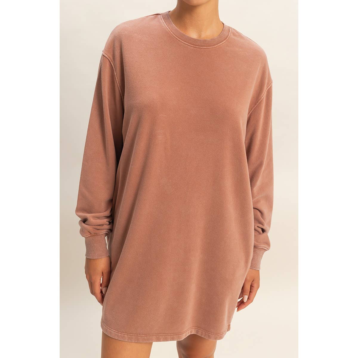 Double Zero - Venta al por mayor Vestido - Mujer - Vestido sudadera mini de gran tamaño lavado mineral4