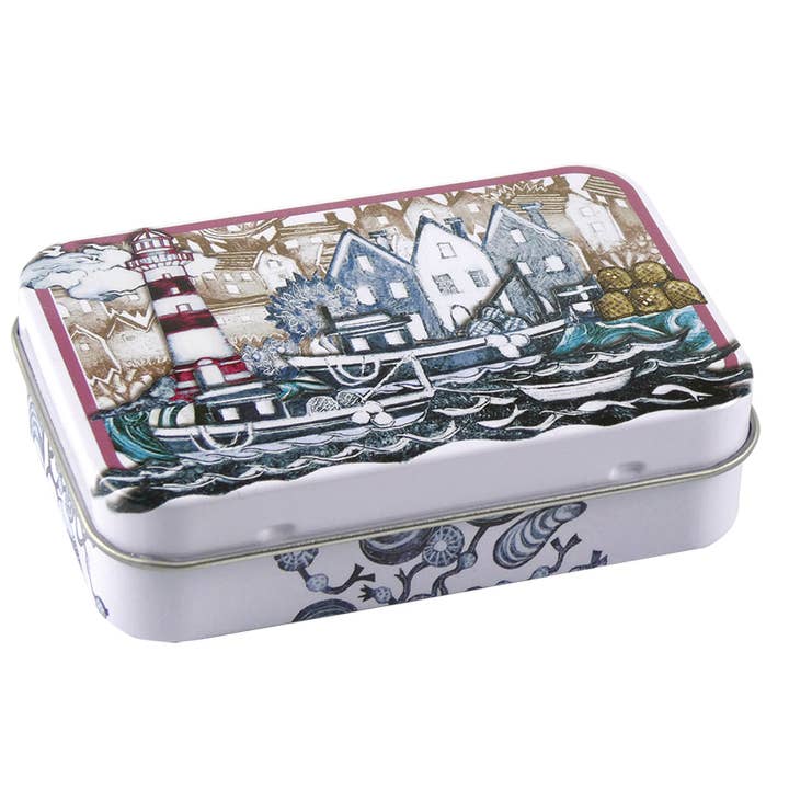 Fishing Village Mini Rectangular Tin for wholesale by Emma Ball Ltd