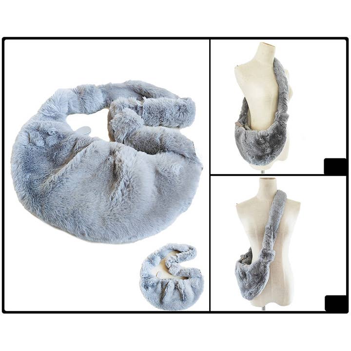 Sensibling Corp. - Wholesale Crossbody Bag - Women's - Faux Fur Fuzzy Plush Crossbody Bag5