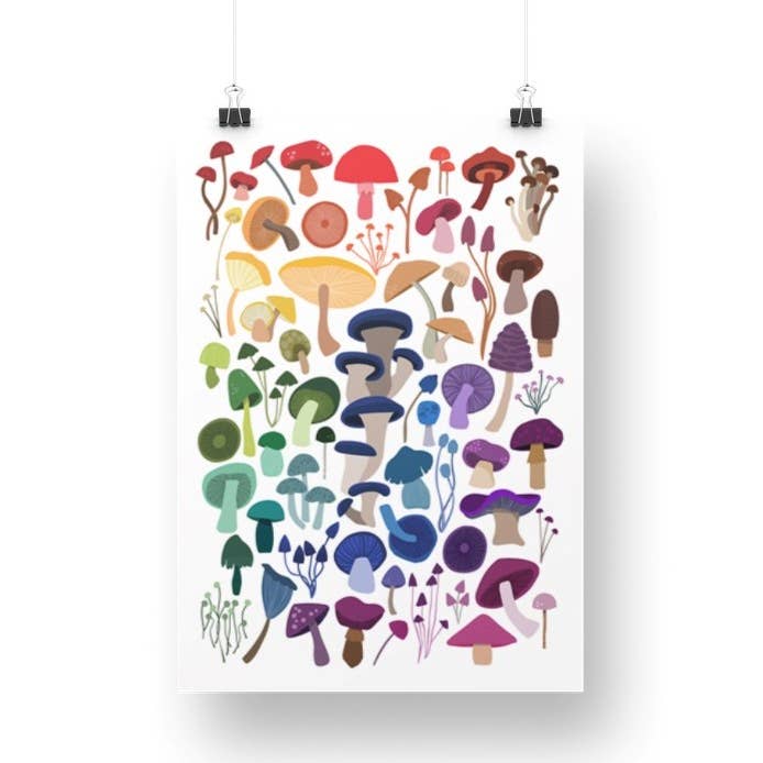 'Rainbow Mushroom' Art Print for wholesale by Joanne de Pace Design Studio