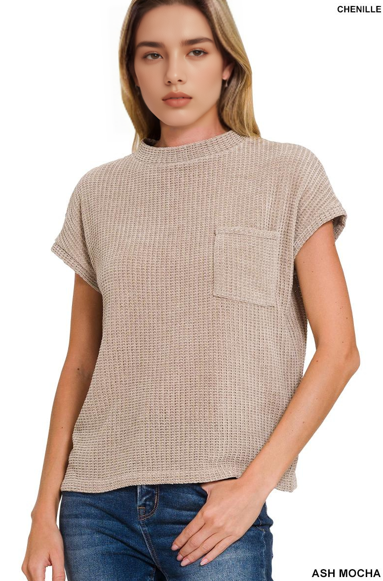 42POPS - Wholesale Pullover-trui - Dames - ._ 0930 Chenille Wafel Korte Mouw Trui SI-269160