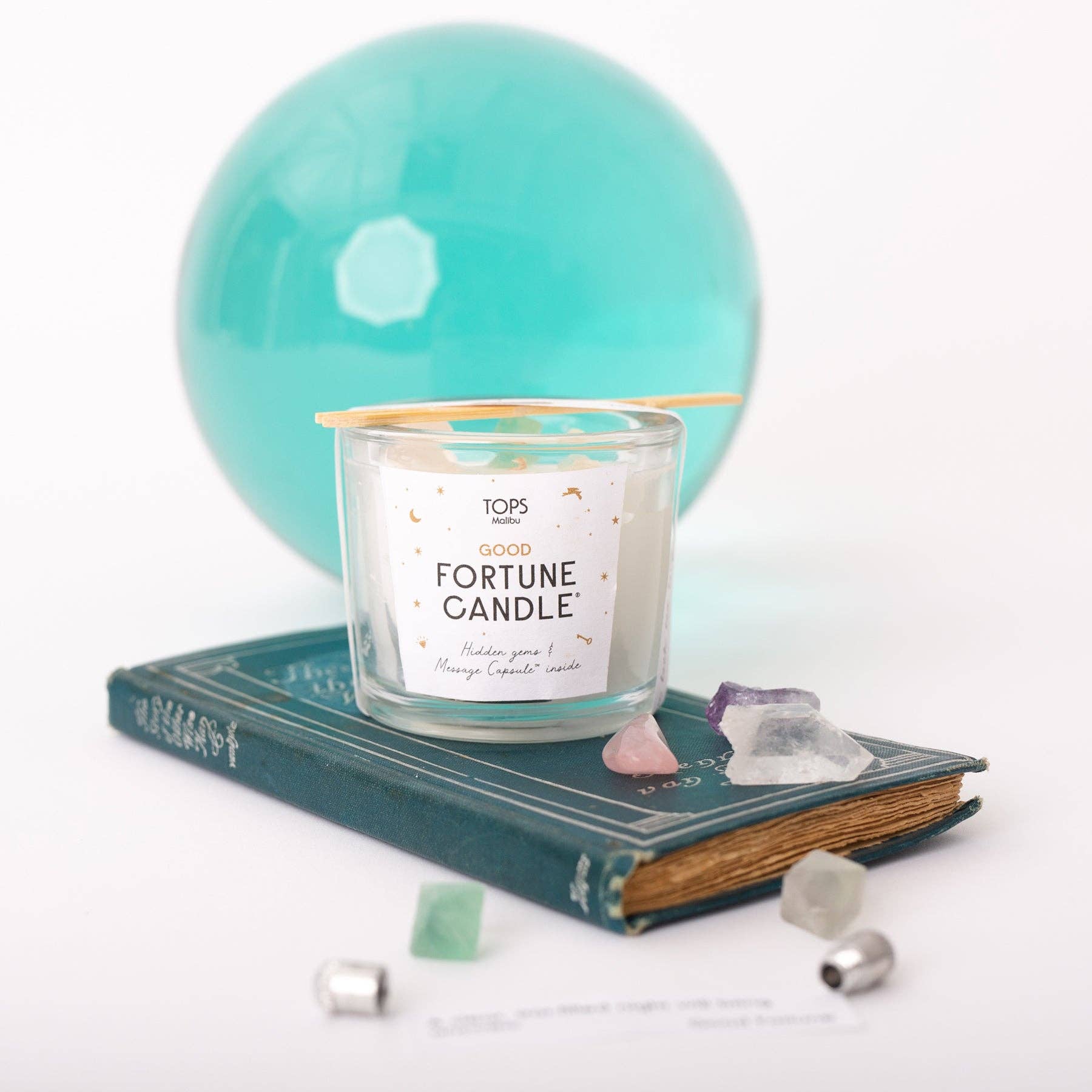 TOPS Malibu - Wholesale Jar/Filled Candle - Good Fortune Candle w/Hidden Gems & Fortune Capsule1