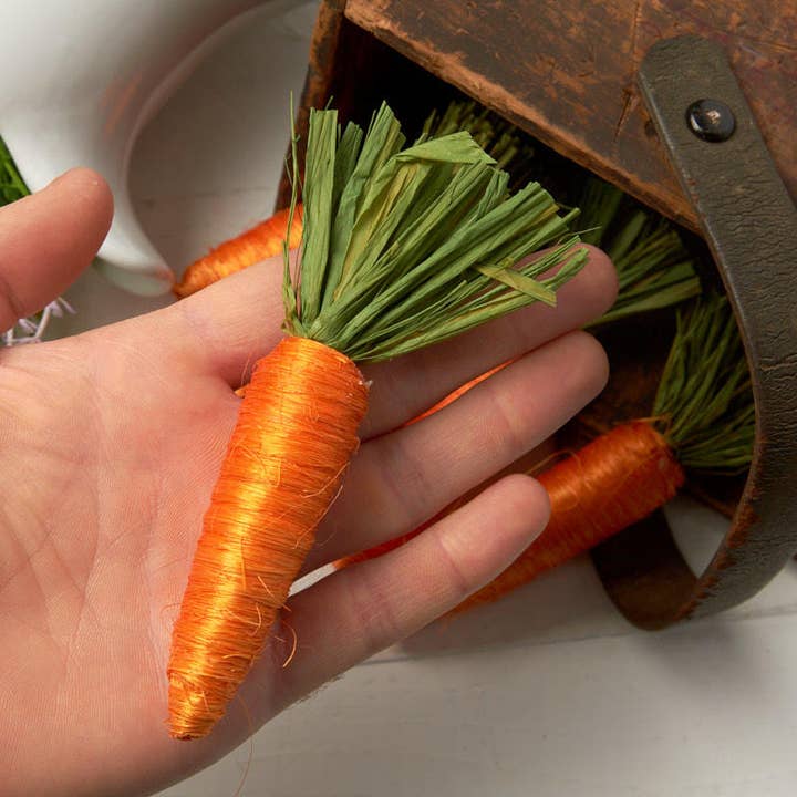 Factory Direct Craft - Wholesale Decorative Tabletop Object - Raffia Wrapped Faux Carrots (Bag of 6) -Select Size