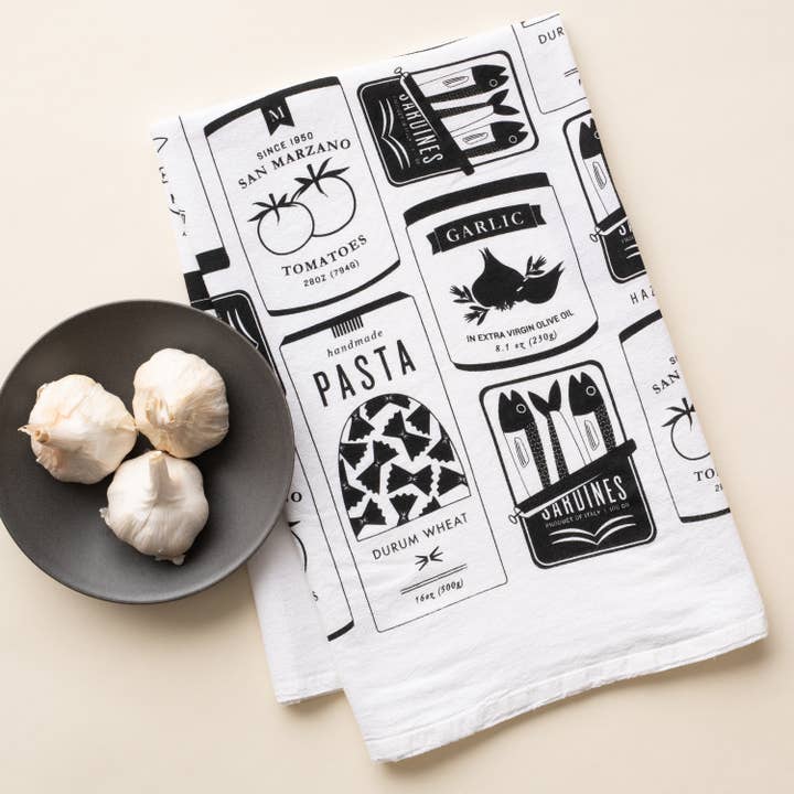 Italienisches Essen Geschirrtuch | Küchendekor für den Großhandel von HAZELMADE® Tea Towels + Gifts