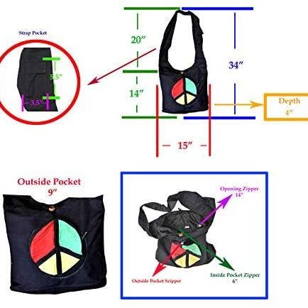 Mandala Crafts – wholesale Crossbody bag – Women's – Rasta Peace Sign Crossbody Boho Shoulder Bag4