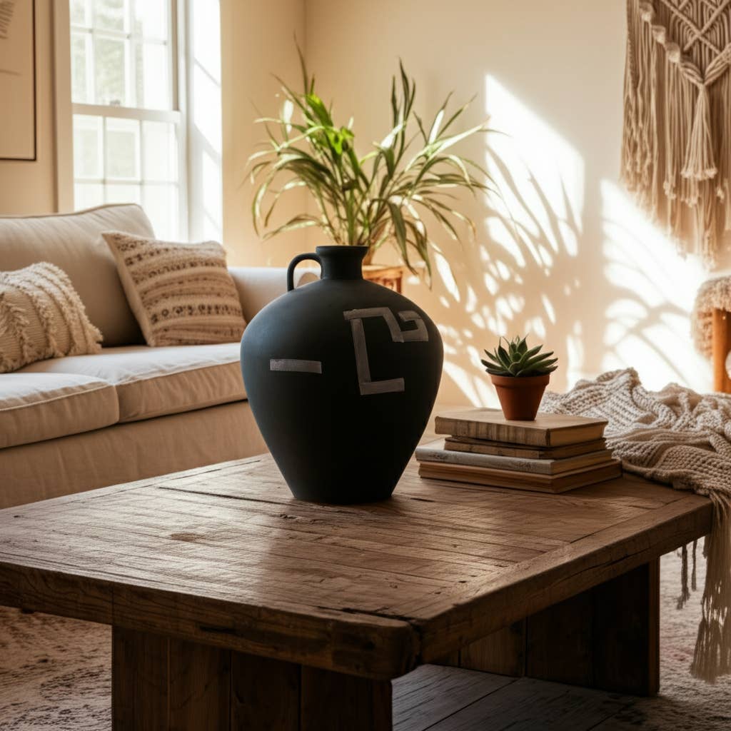 Sagebrook Home - Wholesale Vase - Decorative Vase - Gray Ceramic Painted Aztec Jug, 12 in.11