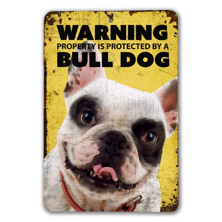 Warning Bulldog Sign for wholesale by Real Cool Stickers & Stuff