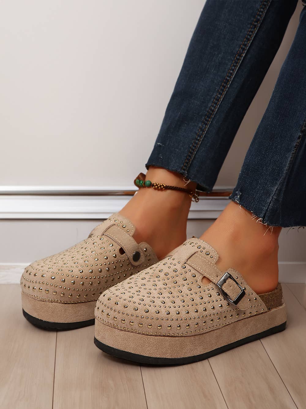 1 the Woman - Vente Sandales – femme - Mules à plateforme à bout fermé avec boucle rivetée3