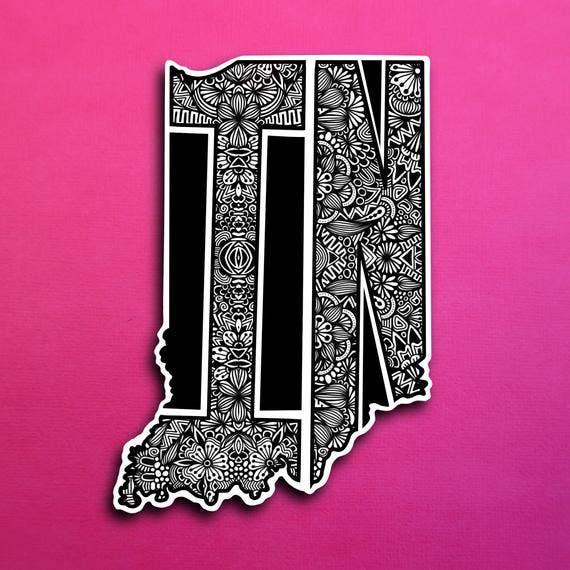 Autocollant Indiana State (IMPERMÉABLE) pour la vente par Zenspire Designs