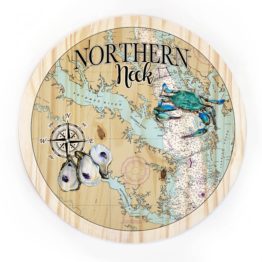 Map Mom - Wholesale Map - Northern Neck, VA 18" Wood Circle Map   0
