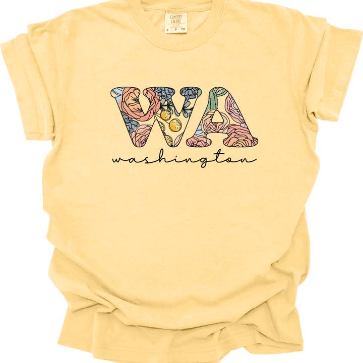 Custom State Cactus Floral Comfort Color Tees for wholesale by Boho Bailey