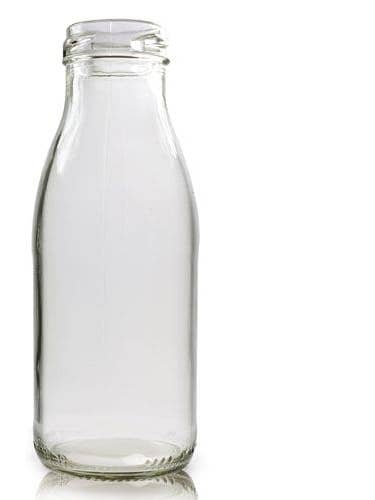 Bottiglia di vetro per latte - 250 ml con coperchio argentato per la vendita all'ingrosso da parte di The Norfolk Sweet Kitchen