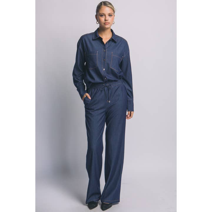 Conjunto de Camisa de Duas Peças e Calças de Perna Larga por atacado de HiteJeans