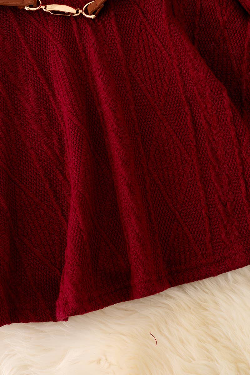 Kids Charm Online - Wholesale Dress - Kids - Burgundy flare dress w/belt. DRG42144 JEANNE2