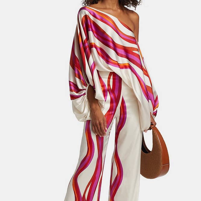 Urban Off-Shoulder Print Top & Wide Leg Pants Set for wholesale by FurDecoration