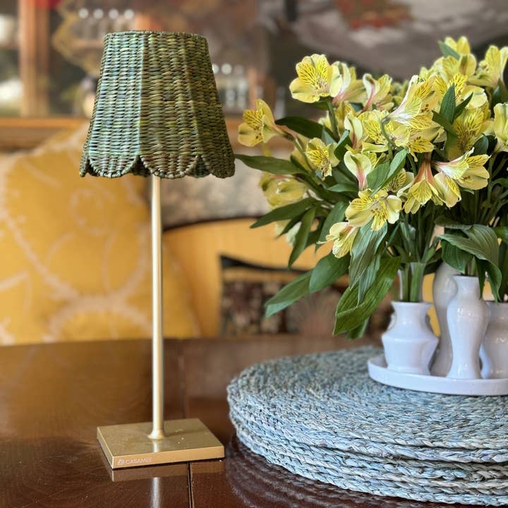 Maison Maison Design - Wholesale Lampshade - Small Seagrass Shade Cover (Scalloped in Bancha Green)1