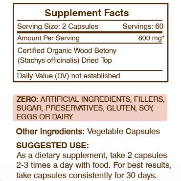Secrets Of The Tribe – wholesale Oral supplement/vitamin – Wood Betony Capsules