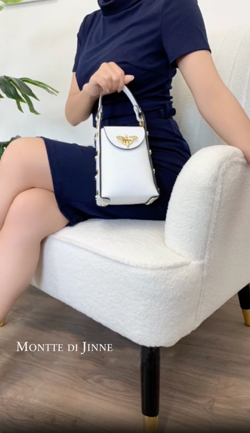 MONTTE DI JINNE - Vente Sac à bandoulière – femme - Mini sac abeille en cuir véritable italien avec bandoulière chaîne dorée21