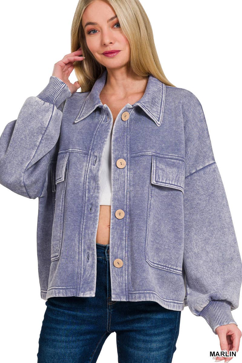 42POPS - Venta al por mayor Sobrecamisa - Mujer - ... CHAQUETA CORTA DE FORRO POLAR LAVADO CON ÁCIDO SI-2533616