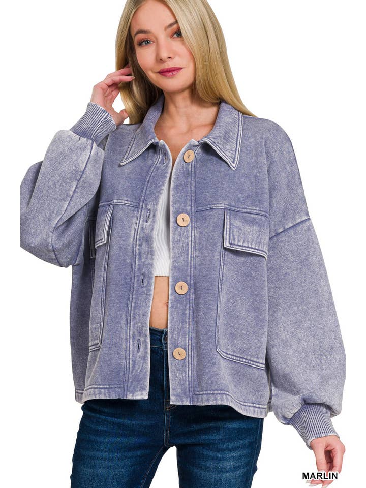 42POPS – wholesale Shirt Jacket/Shacket - Women’s – ",,.SI-25336 Acid Wash Fleece Cropped Shacket17