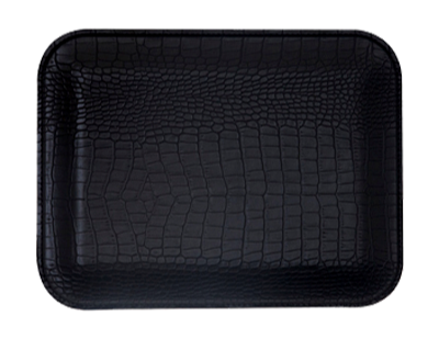 Signature Home Collection GmbH – wholesale Serveringsfat – Liten platt krokodilbricka med svart konstläder för servering1