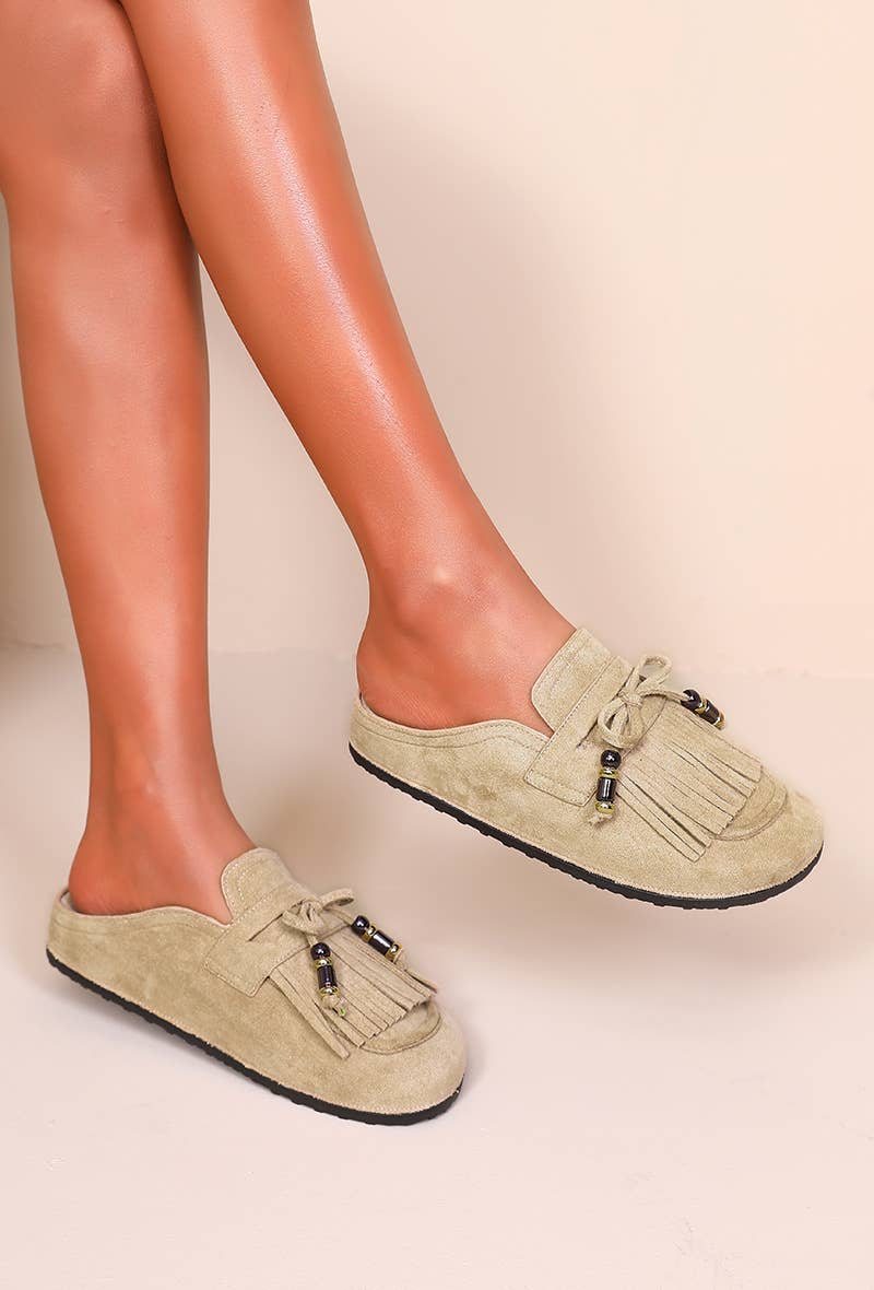 Joia Paris – wholesale Tofflor - Dam – Mules med fransar och dekorativa pärlor H8-979C4