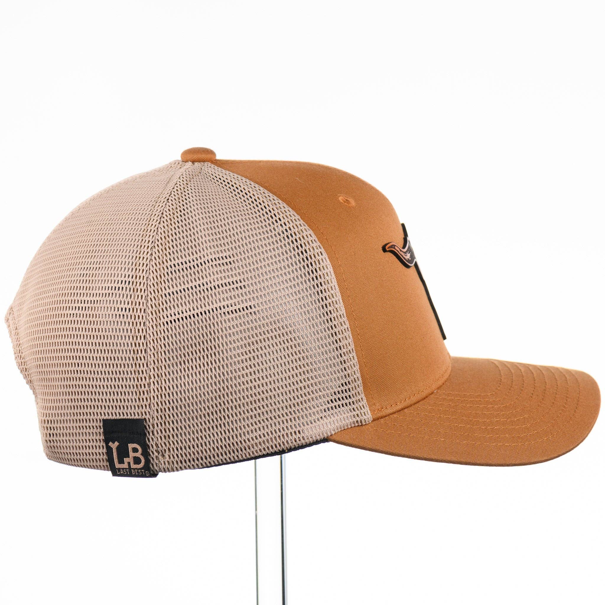 Last Best Supply Co - Wholesale Trucker Hat - Unisex - Etched Leather Bull Skull Patch Flexfit Trucker Hat3