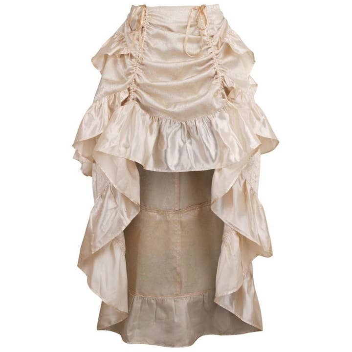 Ivory Brocade Adjustable High Low Bustle Skirt for wholesale by Daisy Corsets