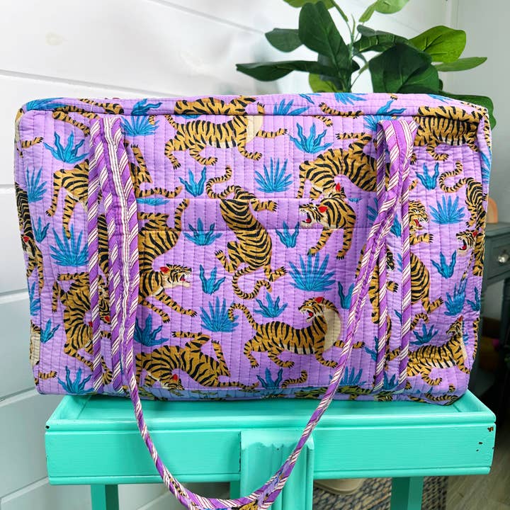 Folklore Couture - Wholesale Weekender Bag - Women's - Quilted Duffle Bag | Weekender Travel Overnight Bag | Tigers