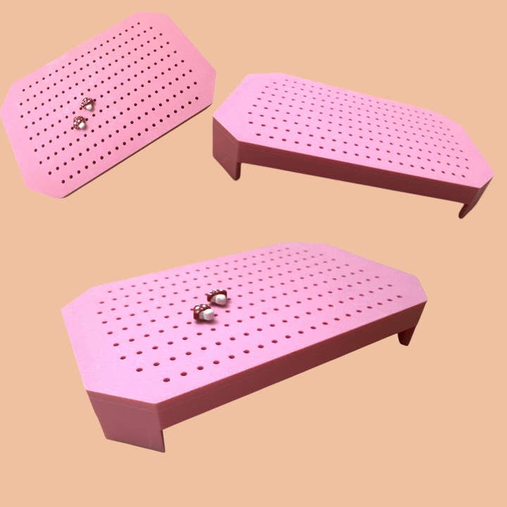 Matte Pink Stud Earring Jig: Clay Earring Drying Support for wholesale by Roussell Prints and Demand LLC