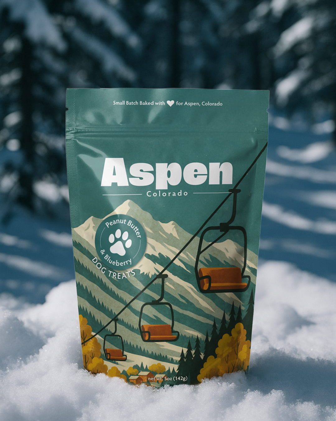 Neoteric Brands - Wholesale Pet Treats - Dog - Aspen, CO Winter Souvenir Dog Treats - 5oz Small-Batch1