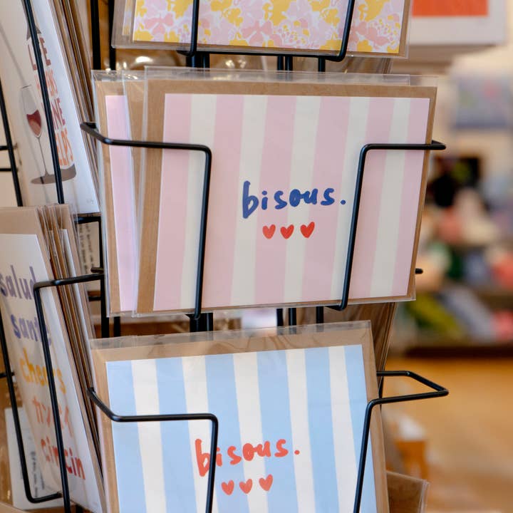 Art Prints by Rio Soléy - Wholesale Love Card - Bisous Greeting Card – French Everyday Love Card (Pink)1