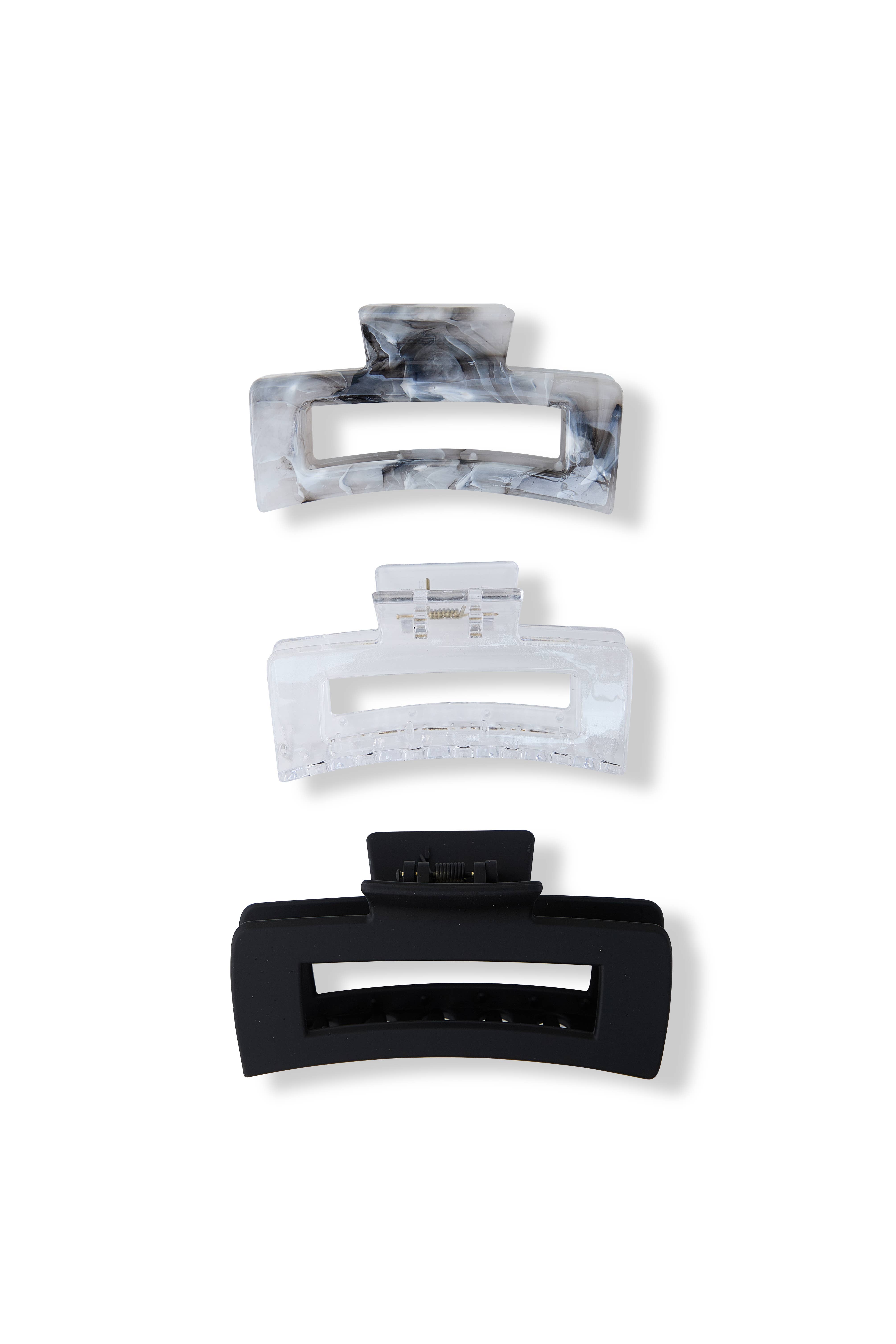 CooCoo Beauty - Wholesale Haarclip - Dames - 3-delige vierkante klauwen met 'Acryl Finish' - Onyx Zwart1