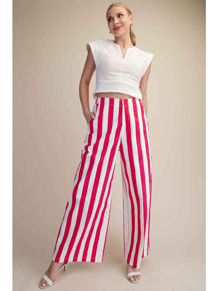 Glam - Wholesale Pants - Women's - Mid-Rise Wide Leg Stripe Pants13