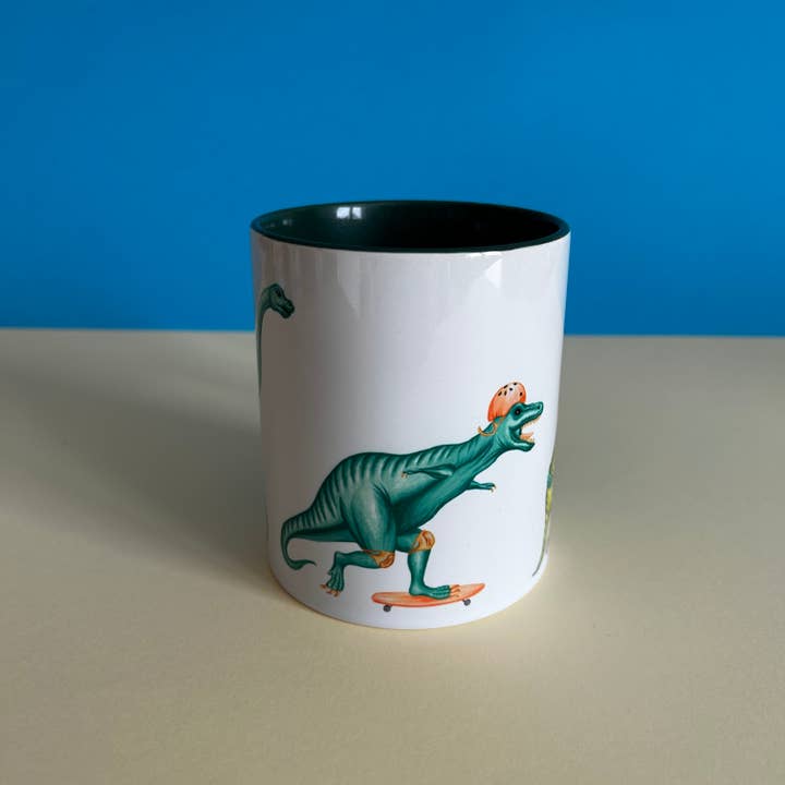 Sardines Studio - Wholesale Coffee Mug - Dinosaur Trio riding bikes mug