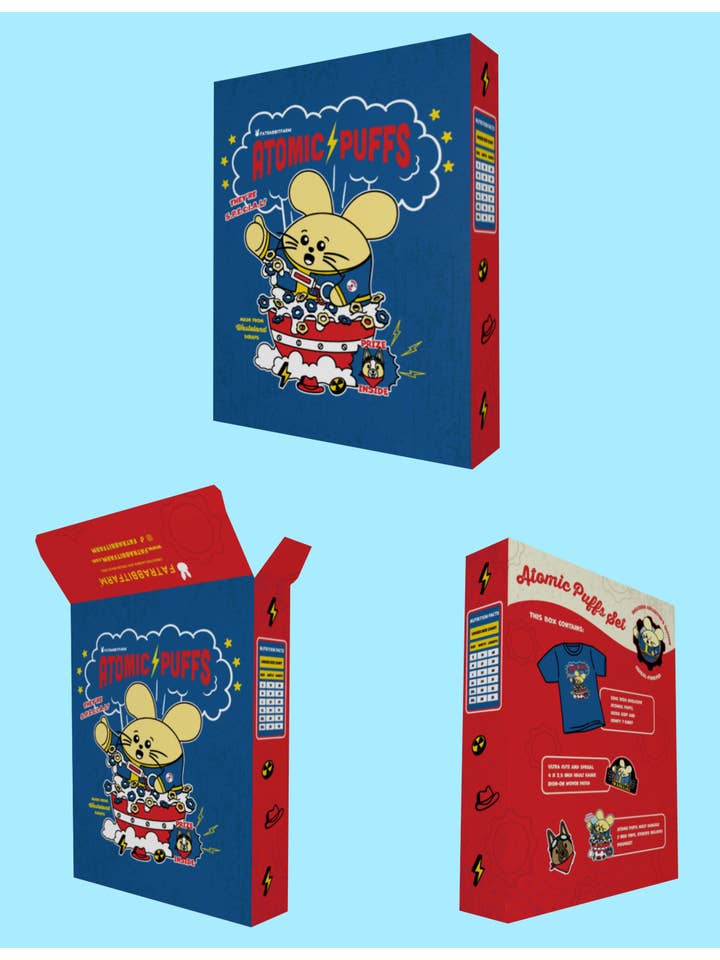 Fat Rabbit Farm / Pandi the Panda – wholesale T-shirt (graphic) – unisex – Atomic Puffs Cereal Box Set4