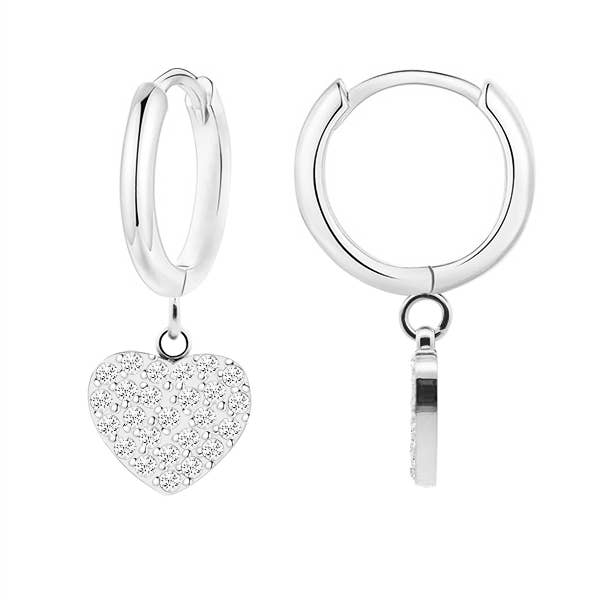 AMORINO SRL - Wholesale Dangle Earrings - HOOP EARRINGS WITH ZIRCONIA HEART - JN24704A887